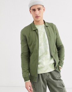 Облегающая куртка Харрингтон цвета хаки ASOS DESIGN-Зеленый