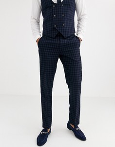 Темно-синие брюки слим в клетку Harry Brown-Темно-синий