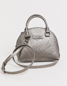 Миниатюрная сумка-тоут из искусственной кожи с тиснением и эффектом металлик Love Moschino-Серый