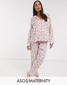 Новогодний пижамный комплект из 100% модала ASOS DESIGN Maternity-Розовый