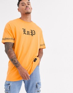Оранжевая футболка с текстовым принтом Liquor N Poker-Оранжевый