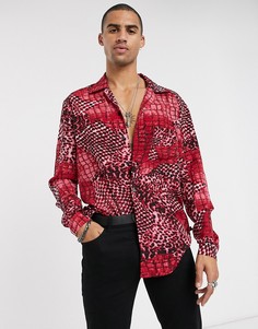 Красная рубашка для вечеринок с леопардовым принтом One Above Another-Красный