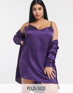 Фиолетовое атласное платье на бретелях от комплекта Missguided Plus-Фиолетовый