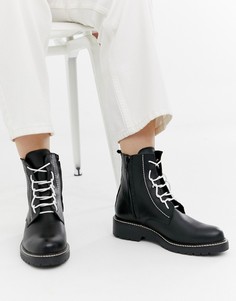Кожаные ботинки на шнуровке Depp-Черный