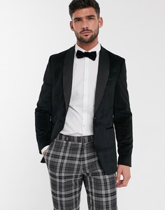 Черный бархатный блейзер Burton Menswear