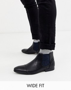 Черные ботинки челси для широкой стопы Truffle Collection-Черный
