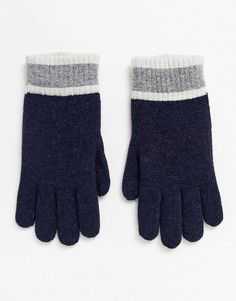 Перчатки с добавлением шерсти и контрастными манжетами Dents Totones-Темно-синий