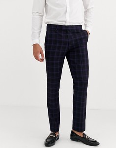 Темно-синие брюки скинни в клетку Harry Brown-Темно-синий
