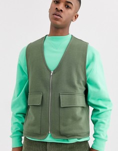 Трикотажный жилет цвета хаки в стиле милитари ASOS DESIGN-Зеленый цвет