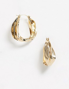 Золотистые витые массивные серьги-кольца Nylon-Золотой