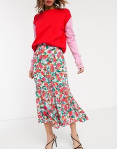 Юбка миди с цветочным принтом Vestire-Красный