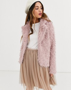 Розовая куртка с плюшевой текстурой QED London-Розовый