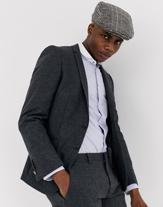 Серый двубортный пиджак узкого кроя Shelby & Sons