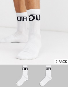 Комплект из 2 пар носков в рубчик с логотипом HUGO-Белый