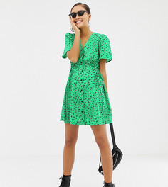 Чайное платье мини с цветочным принтом и шнуровками COLLUSION-Зеленый