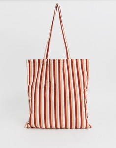 Коричневая сумка-тоут с полосками Monki-Мульти