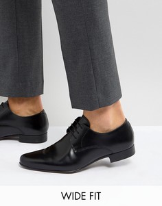 Черные кожаные туфли дерби для широкой стопы ASOS-Черный