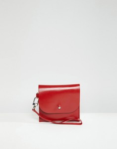 Миниатюрный кожаный бумажник со съемным ремешком ASOS DESIGN-Красный
