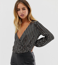 Боди с запахом и блестками New Look-Коричневый