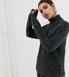 Темно-серый джемпер с высоким воротником и пышными рукавами Na-kd