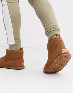 Светло-коричневые замшевые ботинки-слиперы Just Sheepskin-Светло-коричневый