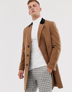 Премиум-пальто с добавлением шерсти и бархатным воротником French Connection-Бежевый