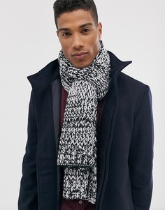 Черно-белый меланжевый вязаный шарф ASOS DESIGN-Черный