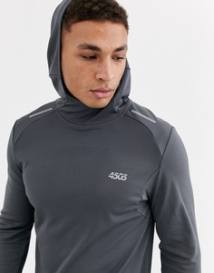 Лонгслив с капюшоном и сетчатыми вставками ASOS 4505 icon-Серый