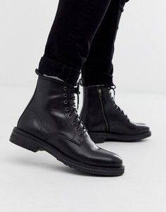 Черные кожаные ботинки на шнуровке WALK London wolf-Черный