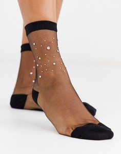 Сетчатые носки до щиколотки с отделкой (черные/разноцветные) Gipsy-Черный