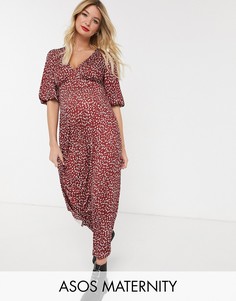 Чайное платье макси в горошек ASOS DESIGN Maternity-Мульти