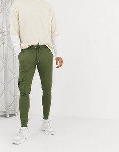 Суженные книзу джоггеры с карманами карго ASOS DESIGN-Зеленый