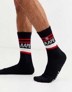 Черные носки в полоску AAPE By A Bathing Ape-Черный