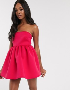 Платье мини для выпускного цвета фуксии с боди True Violet-Розовый цвет