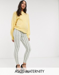 Жаккардовые брюки скинни в клетку ASOS DESIGN Maternity-Мульти