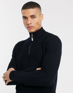 Темно-синий фактурный джемпер с короткой молнией Ted Baker