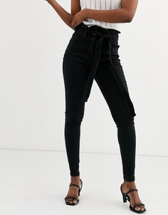 Зауженные джинсы с присборенной талией Parisian-Черный