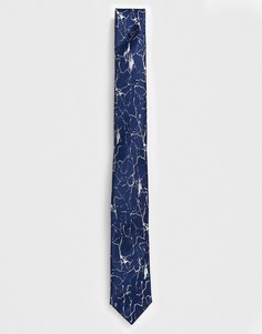 Темно-синий галстук с мраморным принтом Twisted Tailor
