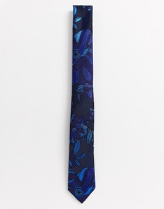 Галстук с ярким цветочным принтом синего цвета Twisted Tailor-Синий