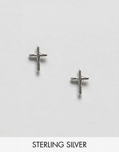 Серебристые серьги-гвоздики в форме креста Kingsley Ryan-Серебряный