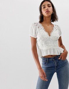 Топ Free People Sweet Roses-Белый