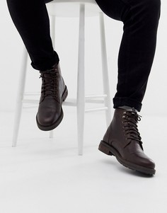 Коричневые кожаные ботинки со шнуровкой WALK London-Коричневый
