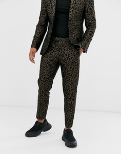 Зауженные брюки укороченного кроя с леопардовым принтом Tux Til Dawn-Коричневый цвет