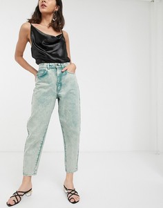 Светло-зеленые мраморные джинсы бойфренда с широкими штанинами ASOS DESIGN-Синий