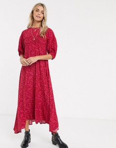 Платье миди с цветочным принтом Free People-Красный