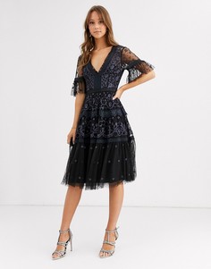 Кружевное платье миди Needle & Thread-Черный