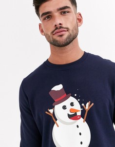 Темно-синий свитшот с новогодним принтом Jack & Jones Originals