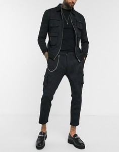 Черные брюки карго в полоску с цепочкой Mauvais-Черный