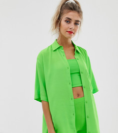 Свободная неоново-зеленая рубашка Bershka x PANTONE-Зеленый