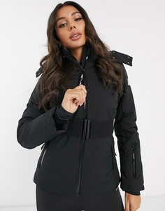 Горнолыжная куртка с искусственным мехом на капюшоне и поясом ASOS 4505-Черный